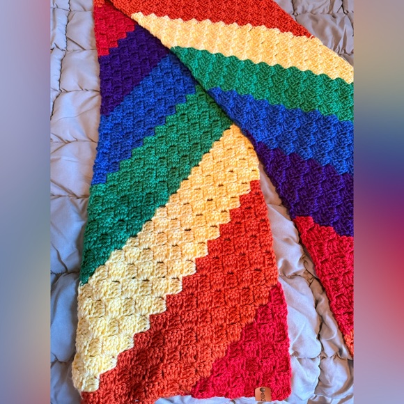 🌈 Handmade Rainbow Crocheted Beanie and Coordinated Scarf 🌈 - Picture 8 of 14